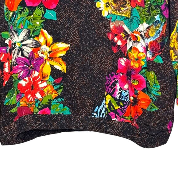 Vintage Carole Little Tropical Floral and Snakeskin Print Jeweled Button Jacket - Picture 6 of 9